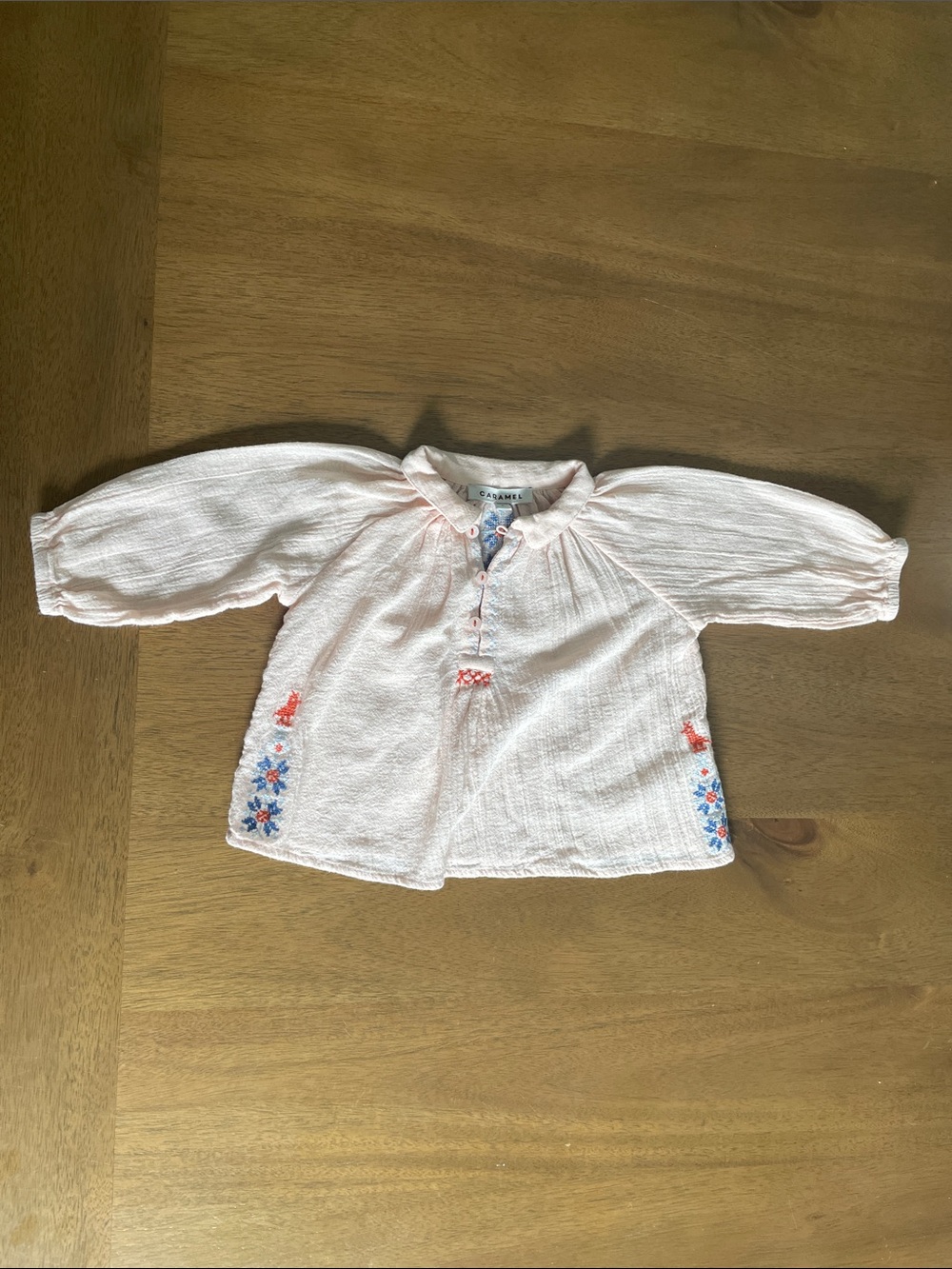 Caramel Pale Pink Embroidered Baby Blouse